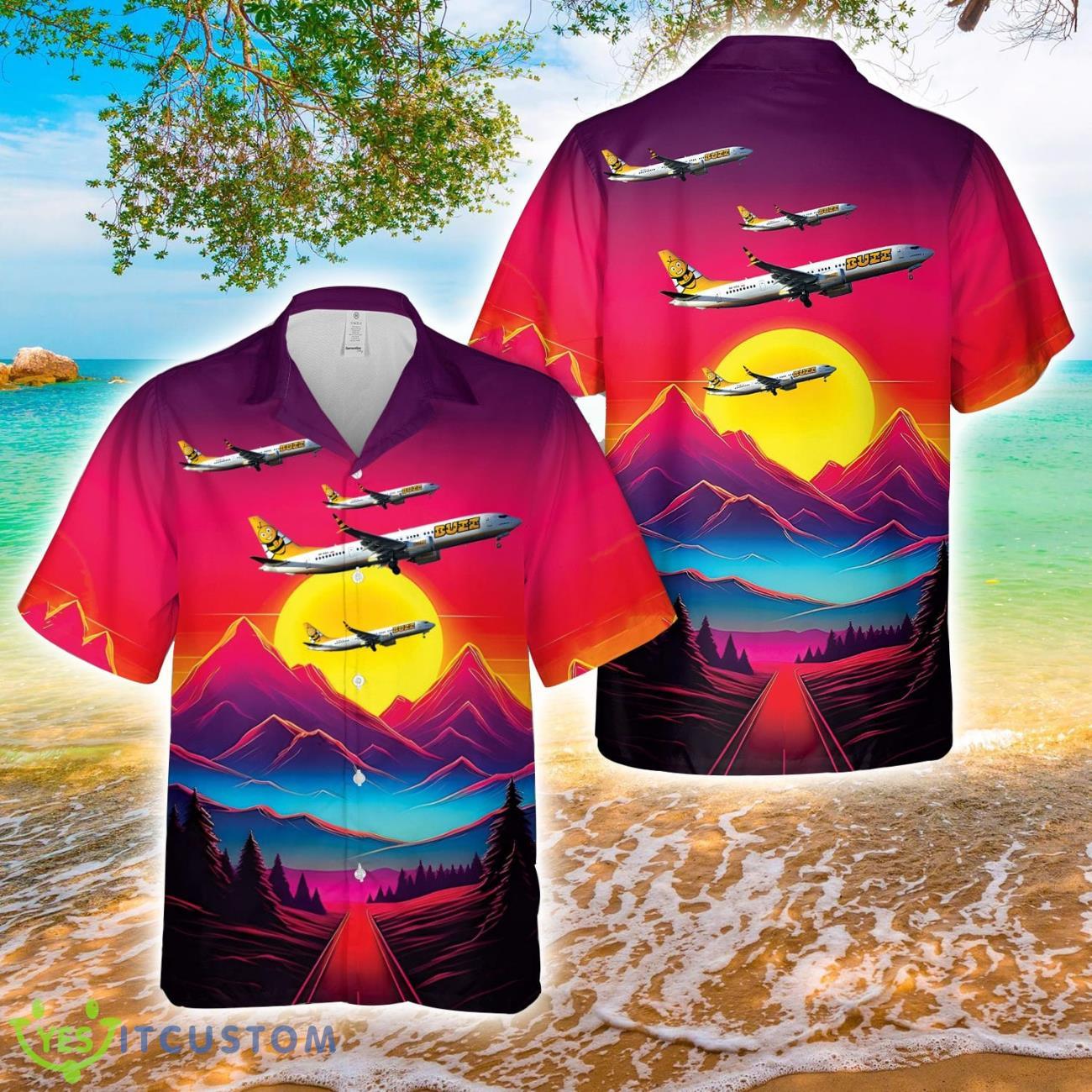 Boeing 737-8Max Buzz Airlines Hawaiian Shirt 3D Printed Beach Lover Gift 2 Boeing 737-8Max Buzz Airlines Hawaiian Shirt 3D Printed Beach Lover Gift Product Photo 1