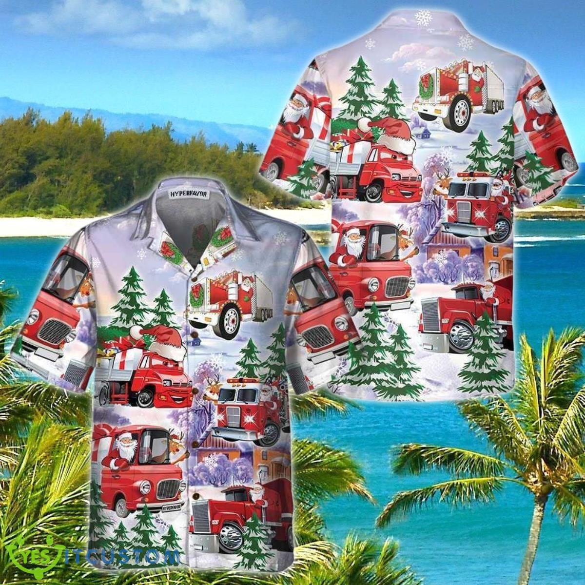 Christmas Hawaiian Shirt Style Gift, Christmas Truck Hawaiian Shirt Style Gift, Red Truck Christmas Shirt 6 Christmas Hawaiian Shirt Style Gift, Christmas Truck Hawaiian Shirt Style Gift, Red Truck Christmas Shirt Product Photo 1