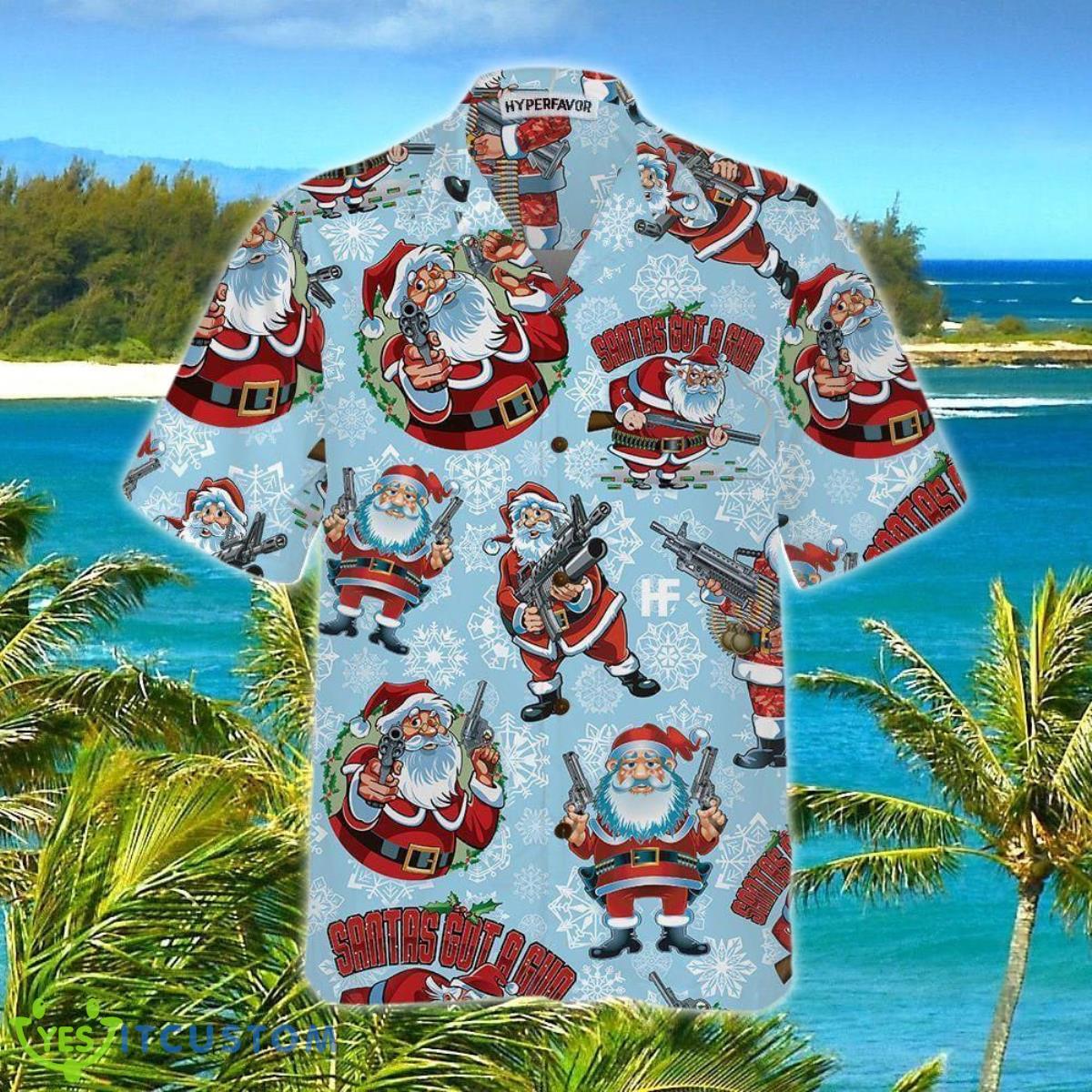 Christmas Hawaiian Shirt Style Gift, Funny Santa Claus With Machine Gun Christmas Hawaiian Shirt Style Gift 3 Christmas Hawaiian Shirt Style Gift, Funny Santa Claus With Machine Gun Christmas Hawaiian Shirt Style Gift Product Photo 3