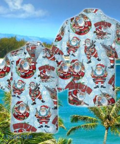 Christmas Hawaiian Shirt Style Gift, Funny Santa Claus With Machine Gun Christmas Hawaiian Shirt Style Gift Product Photo 1