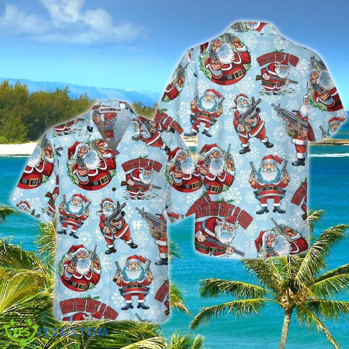 Christmas Hawaiian Shirt Style Gift, Funny Santa Claus With Machine Gun Christmas Hawaiian Shirt Style Gift 6 Christmas Hawaiian Shirt Style Gift, Funny Santa Claus With Machine Gun Christmas Hawaiian Shirt Style Gift Product Photo 1