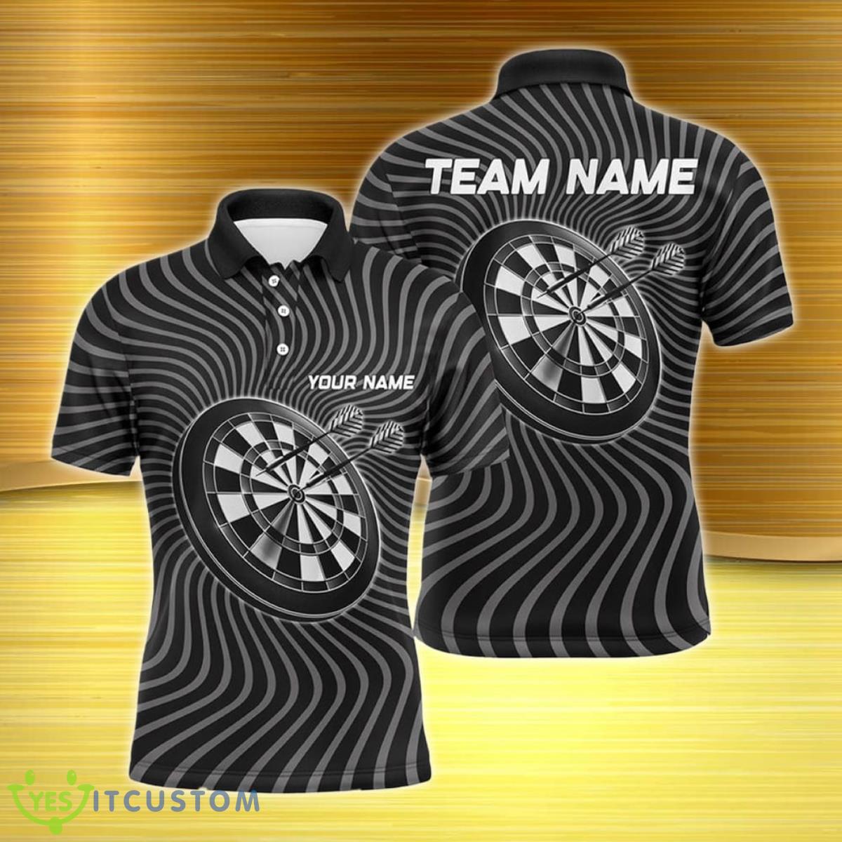 Custom Name Black Grey Waving Dart Polo Shirt Custom Darts Shirt 3 Custom Name Black Grey Waving Dart Polo Shirt Custom Darts Shirt Product Photo 1