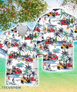 Electric Forklift Santa Hawaiian Shirt Beach Holiday Product Photo 1