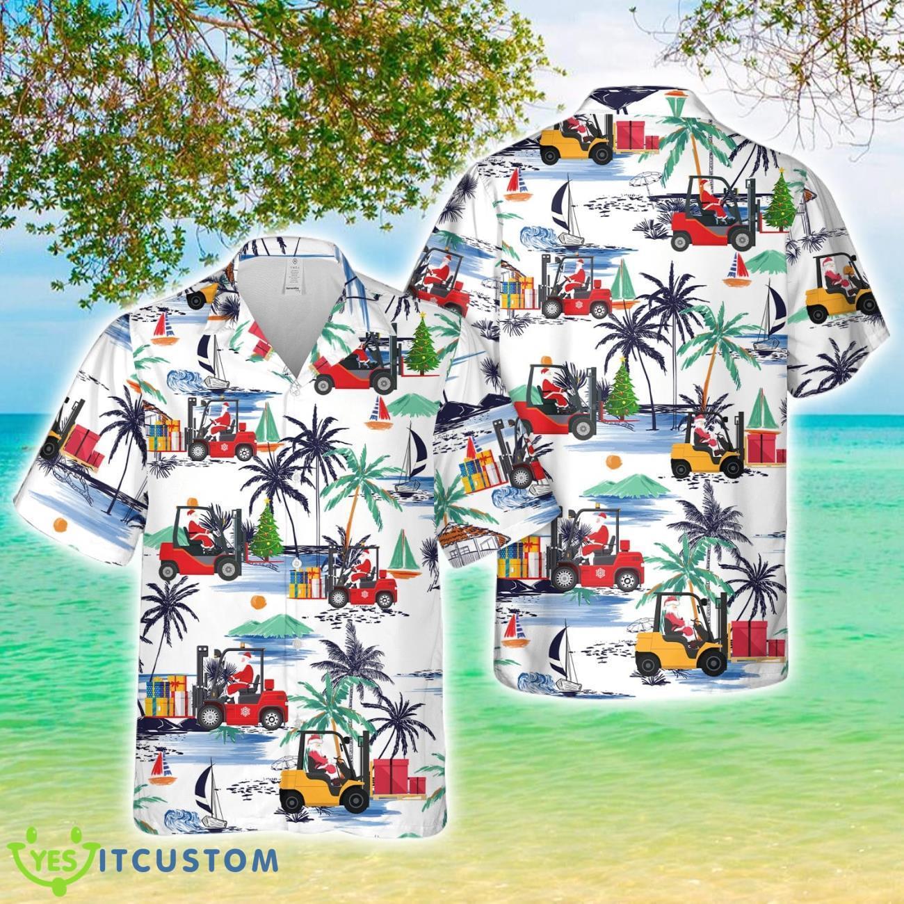 Electric Forklift Santa Hawaiian Shirt Beach Holiday 2 Electric Forklift Santa Hawaiian Shirt Beach Holiday Product Photo 1