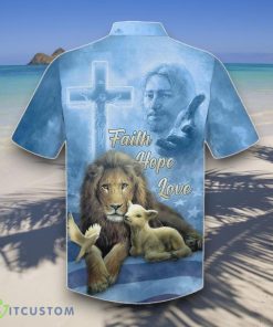 Faith Hope Love Hawaiian Shirt Jesus Lion And The Lamb Hawaiian Shirts Style Gift For Men Product Photo 2