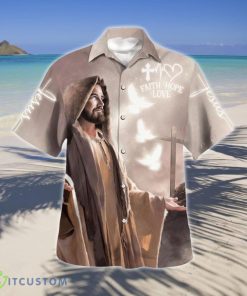 Faith Hope Love Jesus Cross Hawaiian Shirt Style Gift Product Photo 1