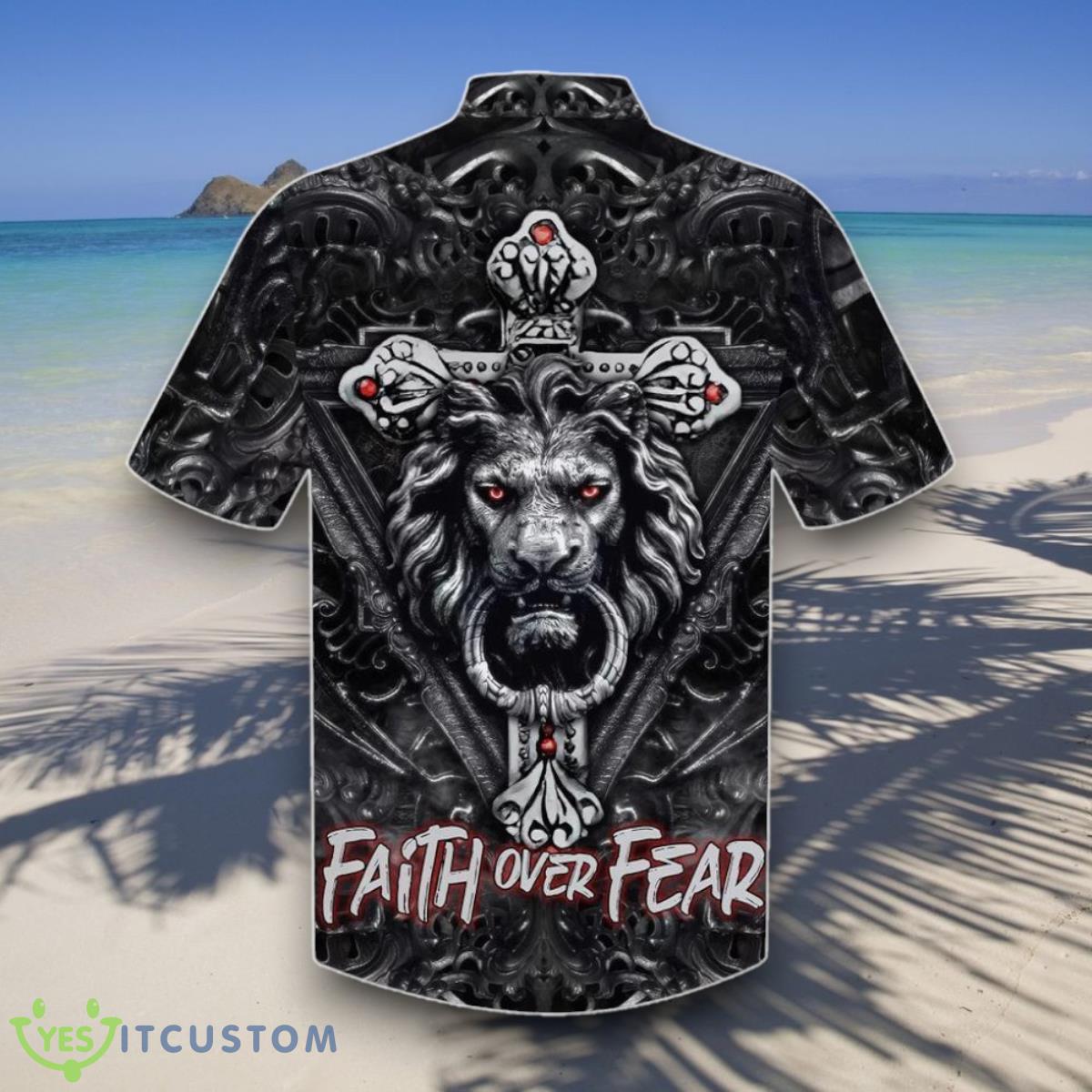 Faith Over Fear Gothic Lion Black Hawaiian Shirts Style Gift 5 Faith Over Fear Gothic Lion Black Hawaiian Shirts Style Gift Product Photo 2