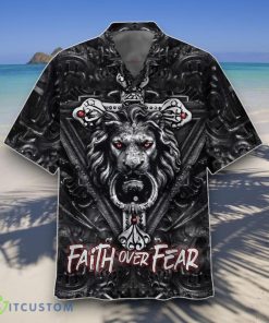 Faith Over Fear Gothic Lion Black Hawaiian Shirts Style Gift Product Photo 1