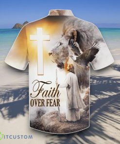 Faith Over Fear Hawaiian Shirt Jesus And The Lion Hawaiian Shirts Style Gift Product Photo 2