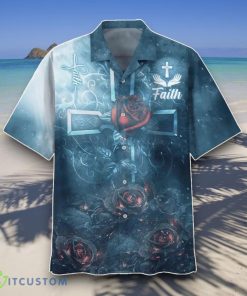 Faith Rose Cross Hawaiian Shirts Style Gift Product Photo 1