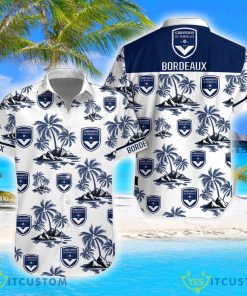 Girondins de Bordeaux Coconut Vintage Pattern Beach 3D Hawaiian Shirt And Shorts Product Photo 1