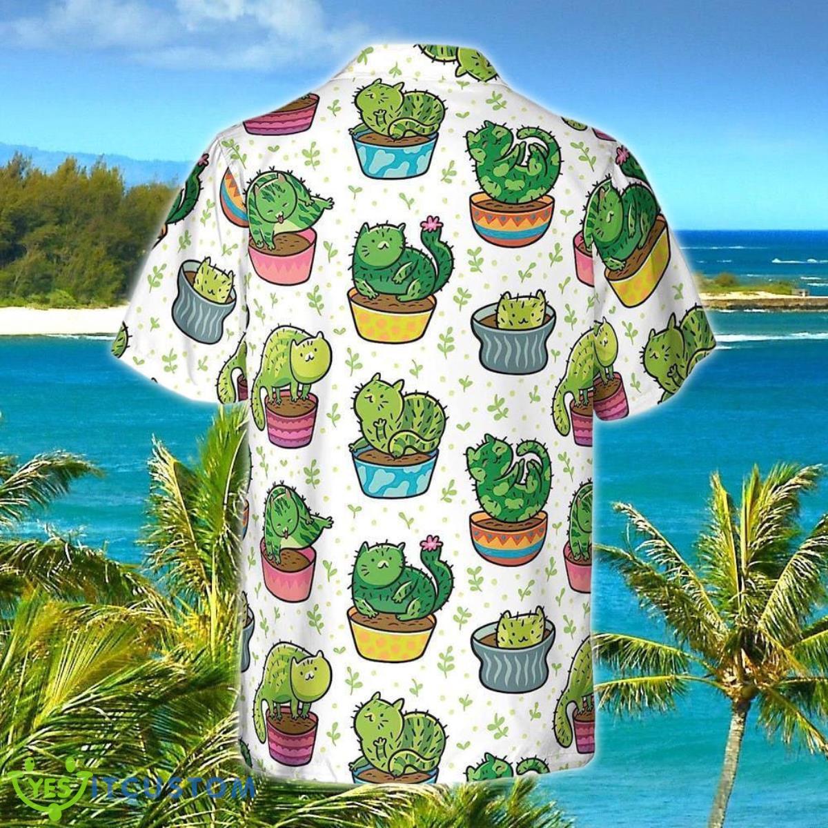 Green Cat Cactus Pattern Hawaiian Shirt Style Gift 7 Green Cat Cactus Pattern Hawaiian Shirt Style Gift Product Photo 2