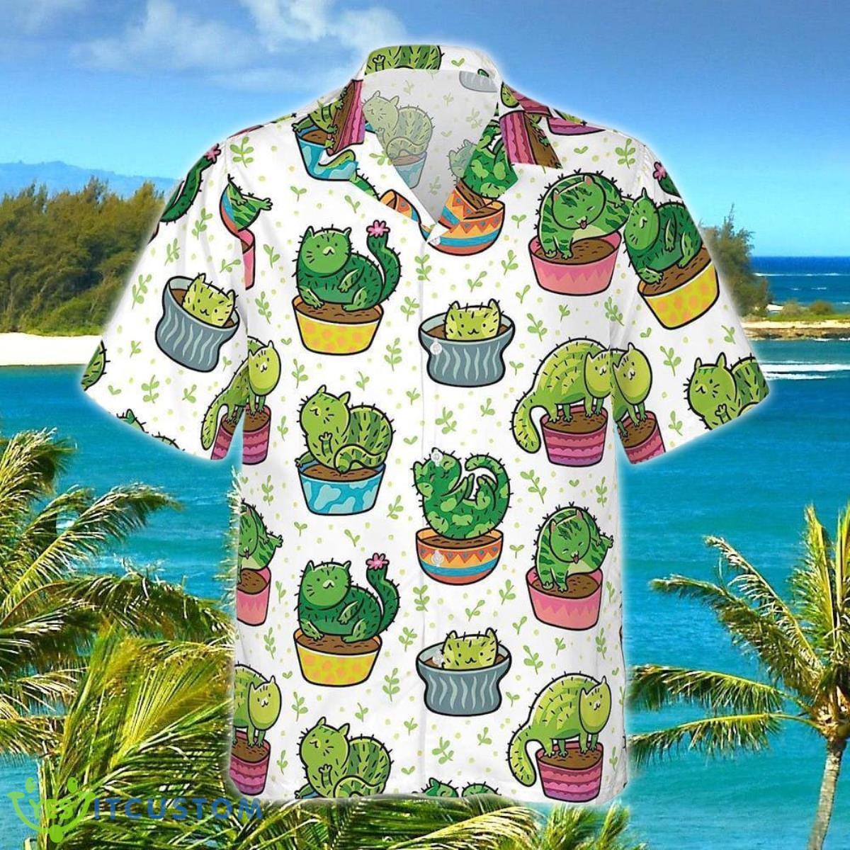 Green Cat Cactus Pattern Hawaiian Shirt Style Gift 6 Green Cat Cactus Pattern Hawaiian Shirt Style Gift Product Photo 1