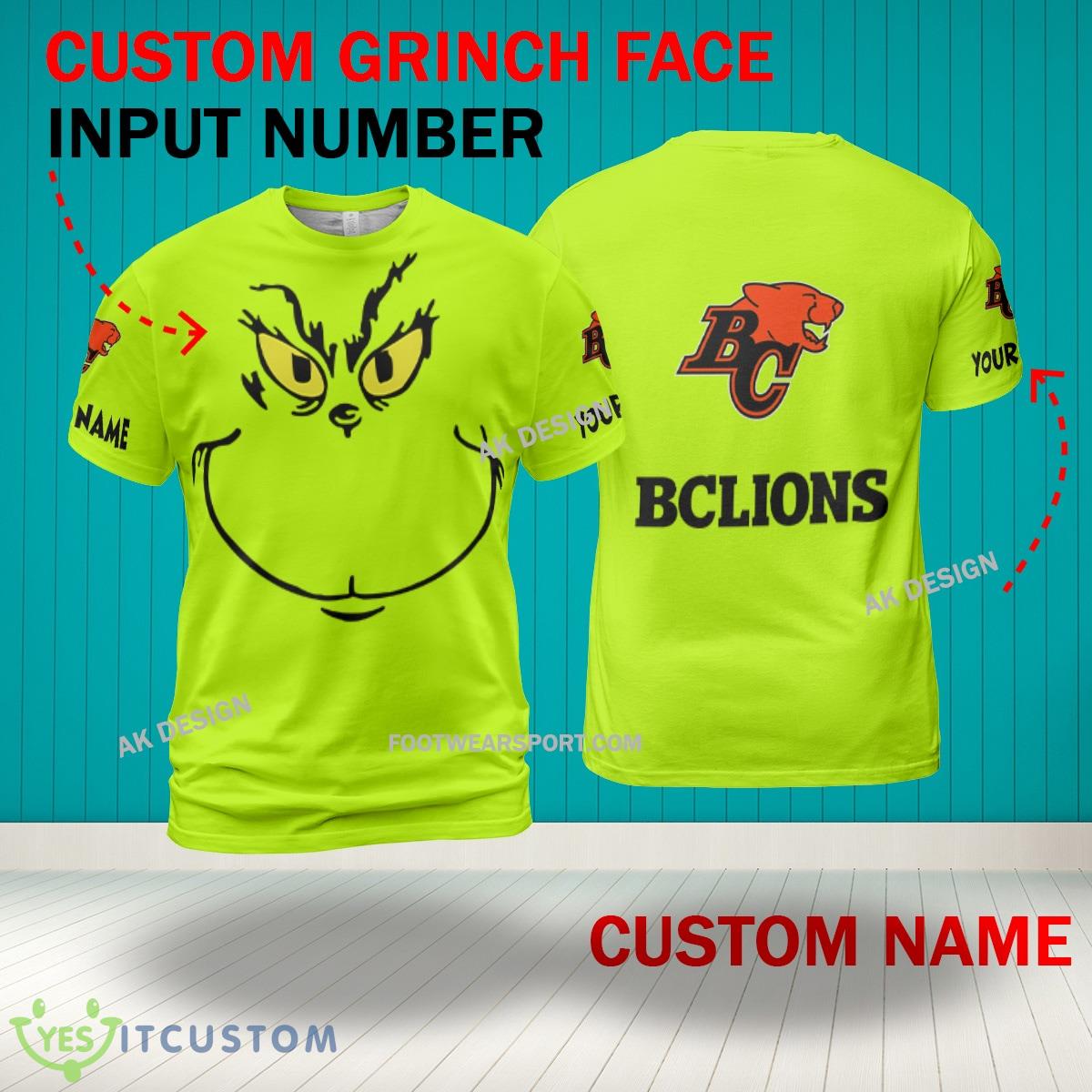 Grinch Face BC Lions 3D Hoodie, Zip Hoodie, Sweater Green AOP Custom Number And Name 2 Grinch Face BC Lions 3D Hoodie, Zip Hoodie, Sweater Green AOP Custom Number And Name - Grinch Face CFL BC Lions 3D Shirt