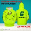 Grinch Face Charlotte 49ers 3D Hoodie, Zip Hoodie, Sweater Green AOP Custom Number And Name - Grinch Face NCAA Charlotte 49ers 3D Hoodie