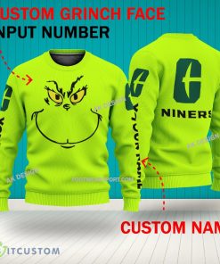 Grinch Face Charlotte 49ers 3D Hoodie, Zip Hoodie, Sweater Green AOP Custom Number And Name 8 Grinch Face Charlotte 49ers 3D Hoodie, Zip Hoodie, Sweater Green AOP Custom Number And Name - Grinch Face NCAA Charlotte 49ers 3D Sweater