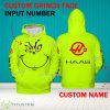 Grinch Face F1 Racing MoneyGram Haas F1 Team 3D Hoodie, Zip Hoodie, Sweater Green AOP Custom Number And Name - Grinch Face F1 Racing MoneyGram Haas F1 Team 3D Hoodie