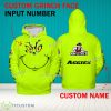 Grinch Face New Mexico State Aggies 3D Hoodie, Zip Hoodie, Sweater Green AOP Custom Number And Name - Grinch Face NCAA New Mexico State Aggies 3D Hoodie