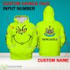 Grinch Face Newcastle United 3D Hoodie, Zip Hoodie, Sweater Green AOP Custom Number And Name - Grinch Face EPL Newcastle United 3D Hoodie