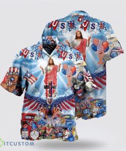 Jesus America Patriotism Hawaiian Shirt Short Sleeve Shirt Product Photo 2