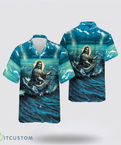 Jesus Fishing On The Beach Hawaiian Shirt Beach Shirt Product Photo 1
