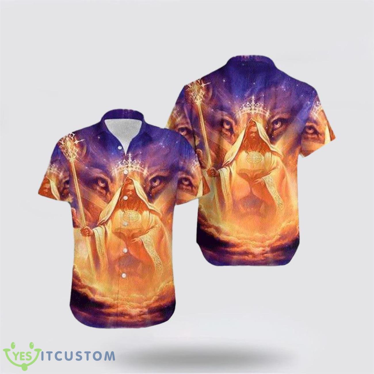 Jesus God Lion Hawaiian Shirt Beach Shirt 2 Jesus God Lion Hawaiian Shirt Beach Shirt Product Photo 1