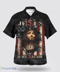 Jesus Is My Savior American Hawaiian Shirt Beach Shirt Product Photo 1