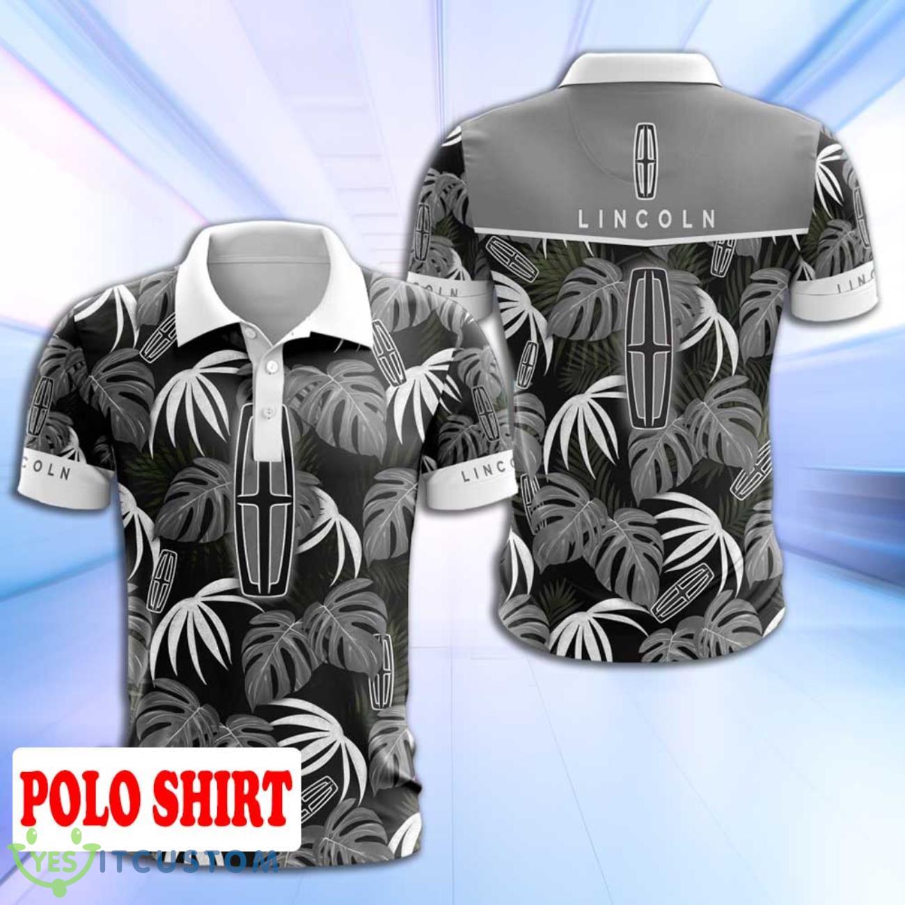 Lincoln Polo Shirt Logo Palm Leaves Summer Beach 3 Lincoln Polo Shirt Logo Palm Leaves Summer Beach Product Photo 1