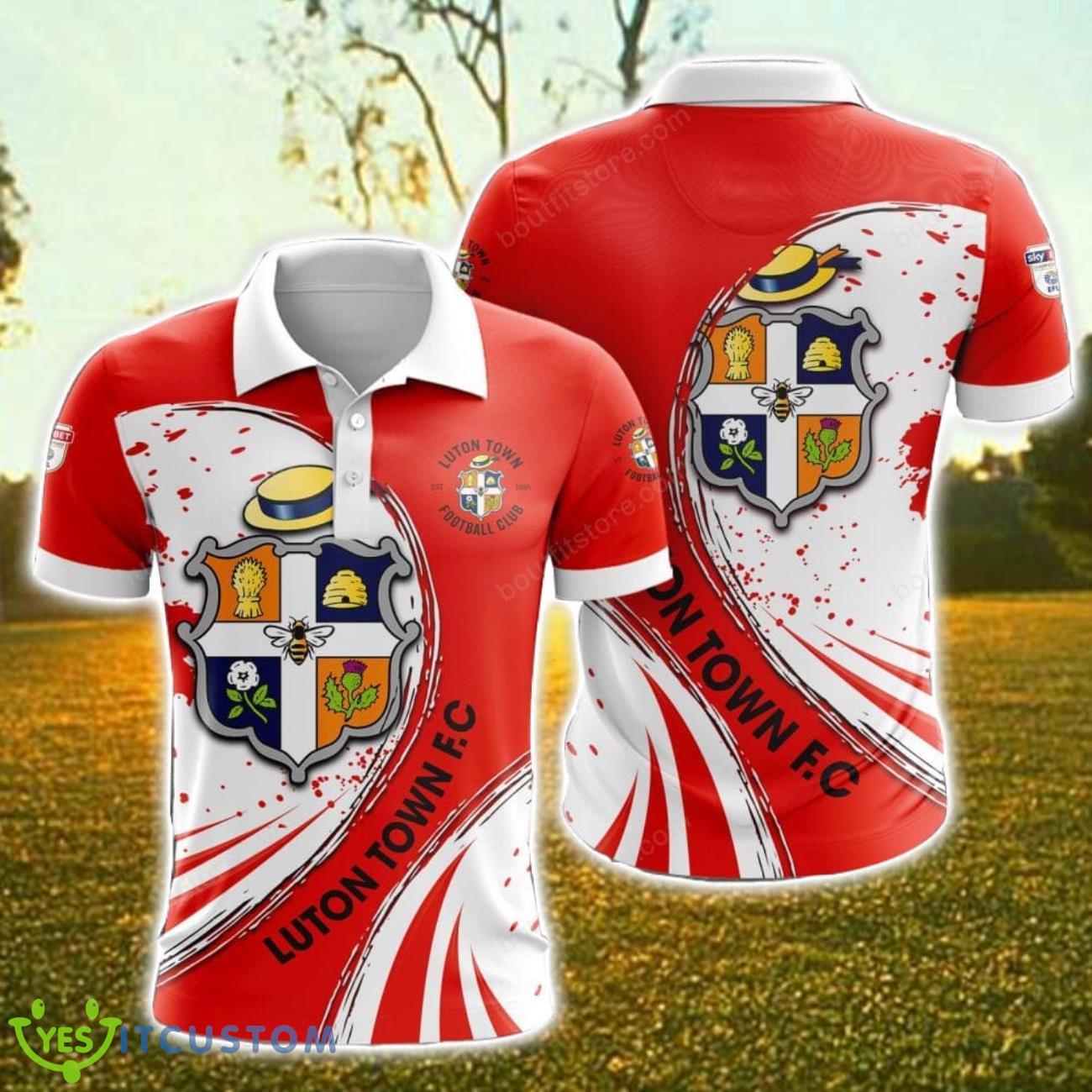 Luton Town F.C 3D Polo Shirt All Oevr Printed 3 Luton Town F.C 3D Polo Shirt All Oevr Printed Product Photo 1