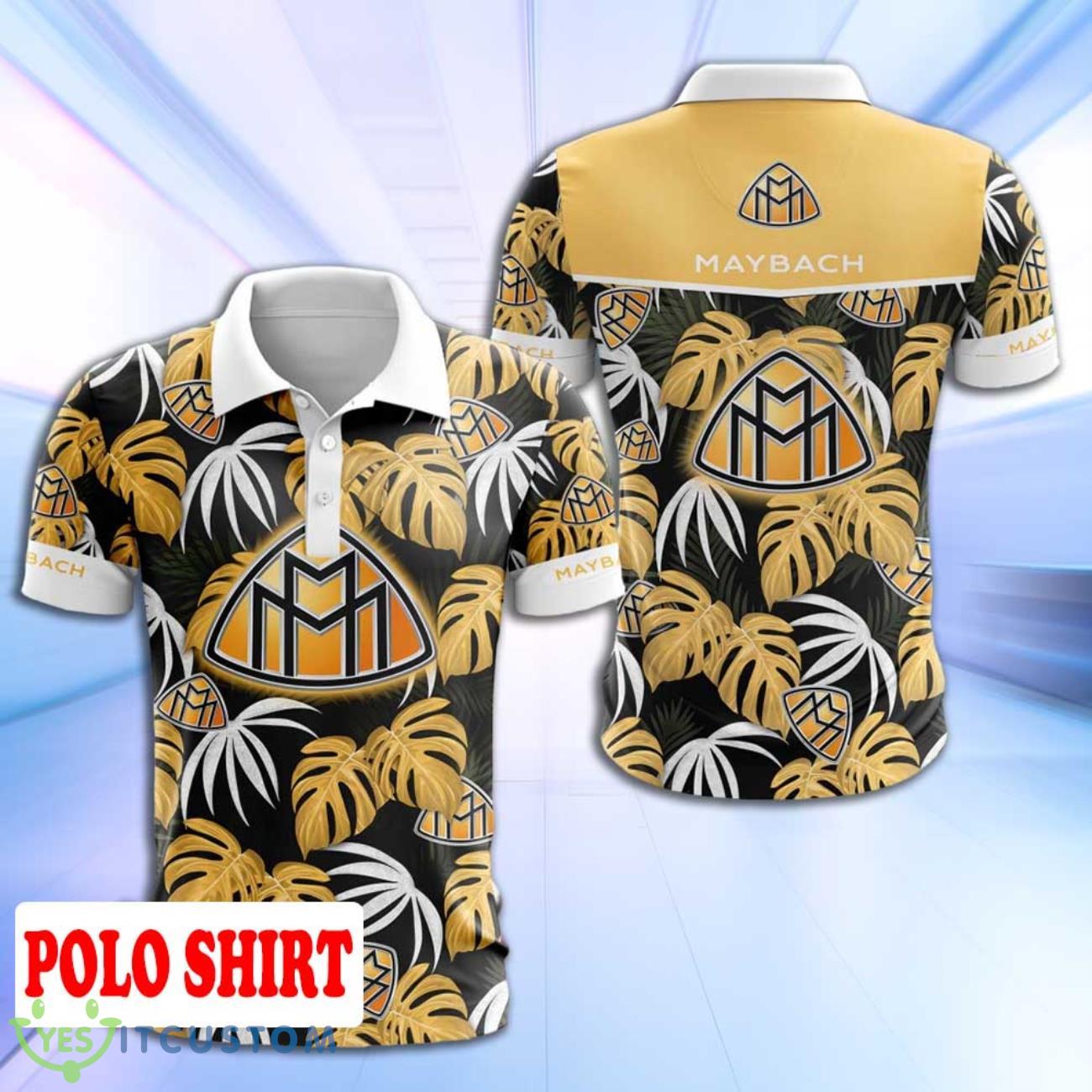 Maybach Polo Shirt Logo Palm Leaves Summer Beach 3 Maybach Polo Shirt Logo Palm Leaves Summer Beach Product Photo 1