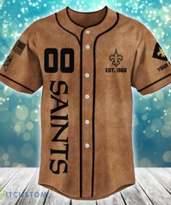 New Orleans Saints NFL Baseball Jersey Shirt Brown Custom Number And Name - New Orleans Saints NFL Baseball Jersey Shirt Brown Custom Number And Name_3