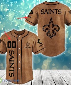 New Orleans Saints NFL Baseball Jersey Shirt Brown Custom Number And Name - New Orleans Saints NFL Baseball Jersey Shirt Brown Custom Number And Name_1