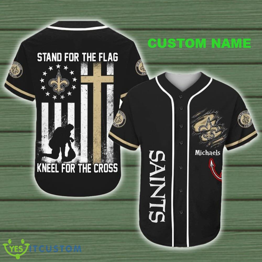 New Orleans Saints Stand For The Flag Kneel For The Cross Baseball Jersey Shirt Custom Name 3 New Orleans Saints Stand For The Flag Kneel For The Cross Baseball Jersey Shirt Custom Name - New Orleans Saints Stand For The Flag Kneel For The Cross Baseball Jersey Shirt Custom Name