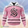 Personalized NHL Seattle Kraken Special Pink Fight Breast Cancer Design Hoodie 3D All Over Print Classic Style Best Gift Product Photo 1