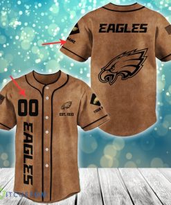 Philadelphia Eagles NFL Baseball Jersey Shirt Brown Custom Number And Name - Philadelphia Eagles NFL Baseball Jersey Shirt Brown Custom Number And Name_1