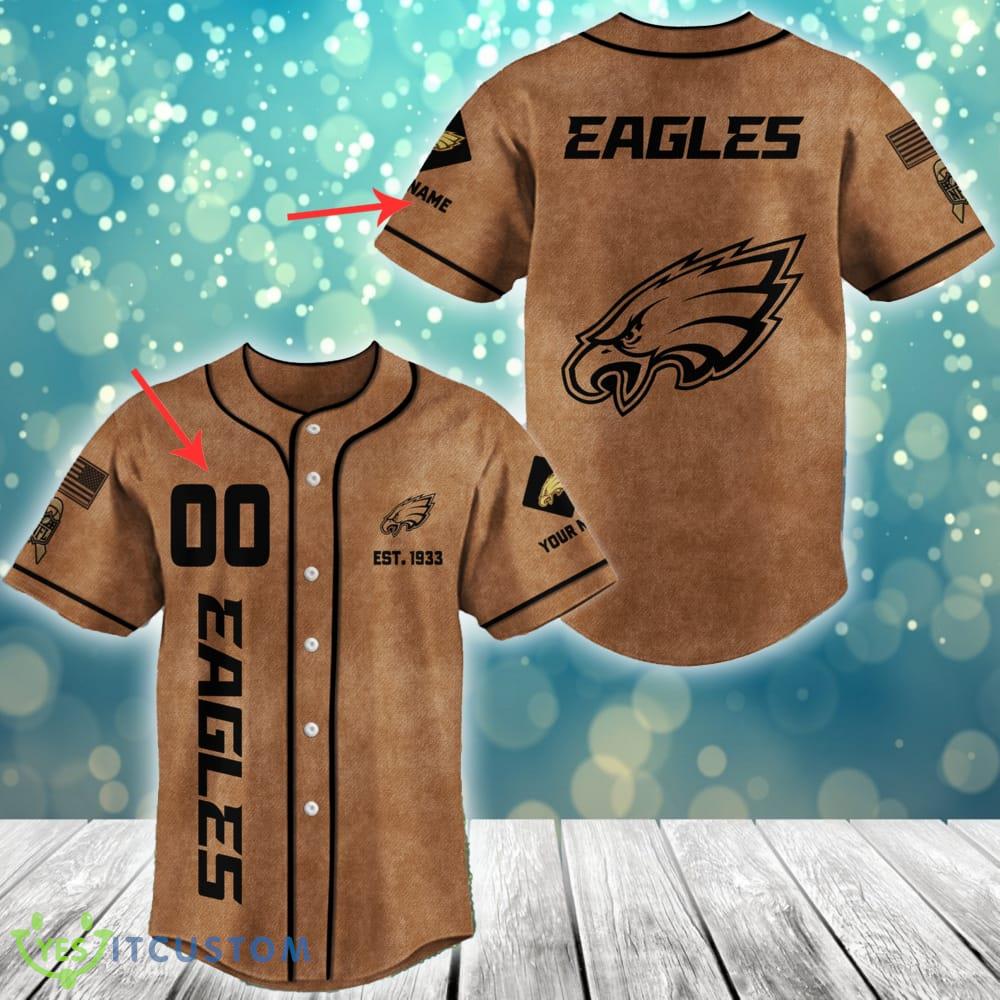 Philadelphia Eagles NFL Baseball Jersey Shirt Brown Custom Number And Name 7 Philadelphia Eagles NFL Baseball Jersey Shirt Brown Custom Number And Name - Philadelphia Eagles NFL Baseball Jersey Shirt Brown Custom Number And Name_1