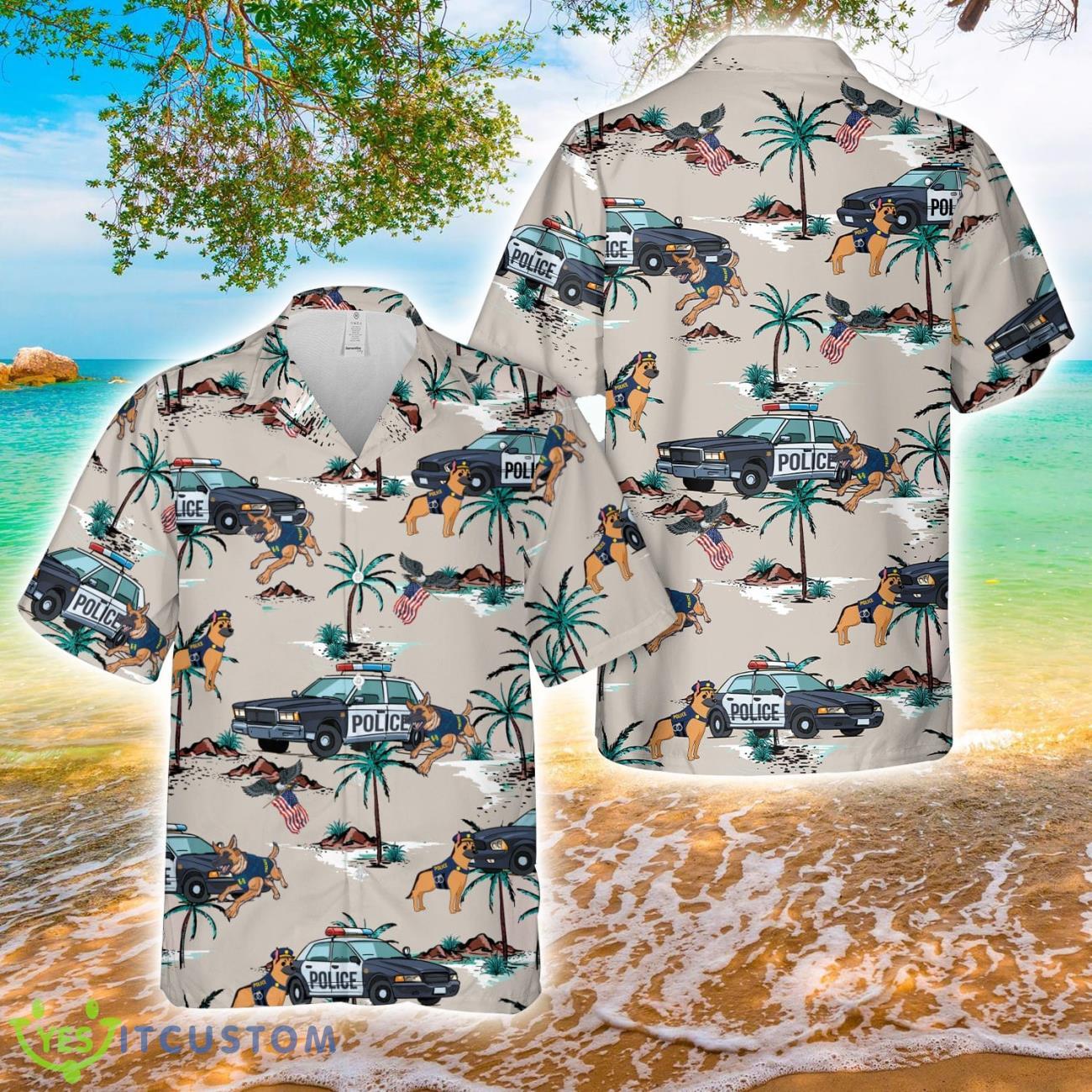 Police Car And Police Dog All Printed 3D Hawaiian Shirt For Men Women 2 Police Car And Police Dog All Printed 3D Hawaiian Shirt For Men Women Product Photo 1