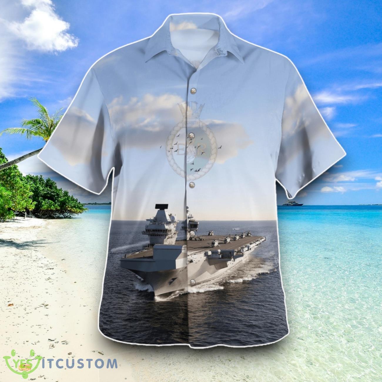 Royal Navy HMS Queen Elizabeth (R08) Hawaiian Shirt Special Edition Aloha Shirt 5 Royal Navy HMS Queen Elizabeth (R08) Hawaiian Shirt Special Edition Aloha Shirt Product Photo 2