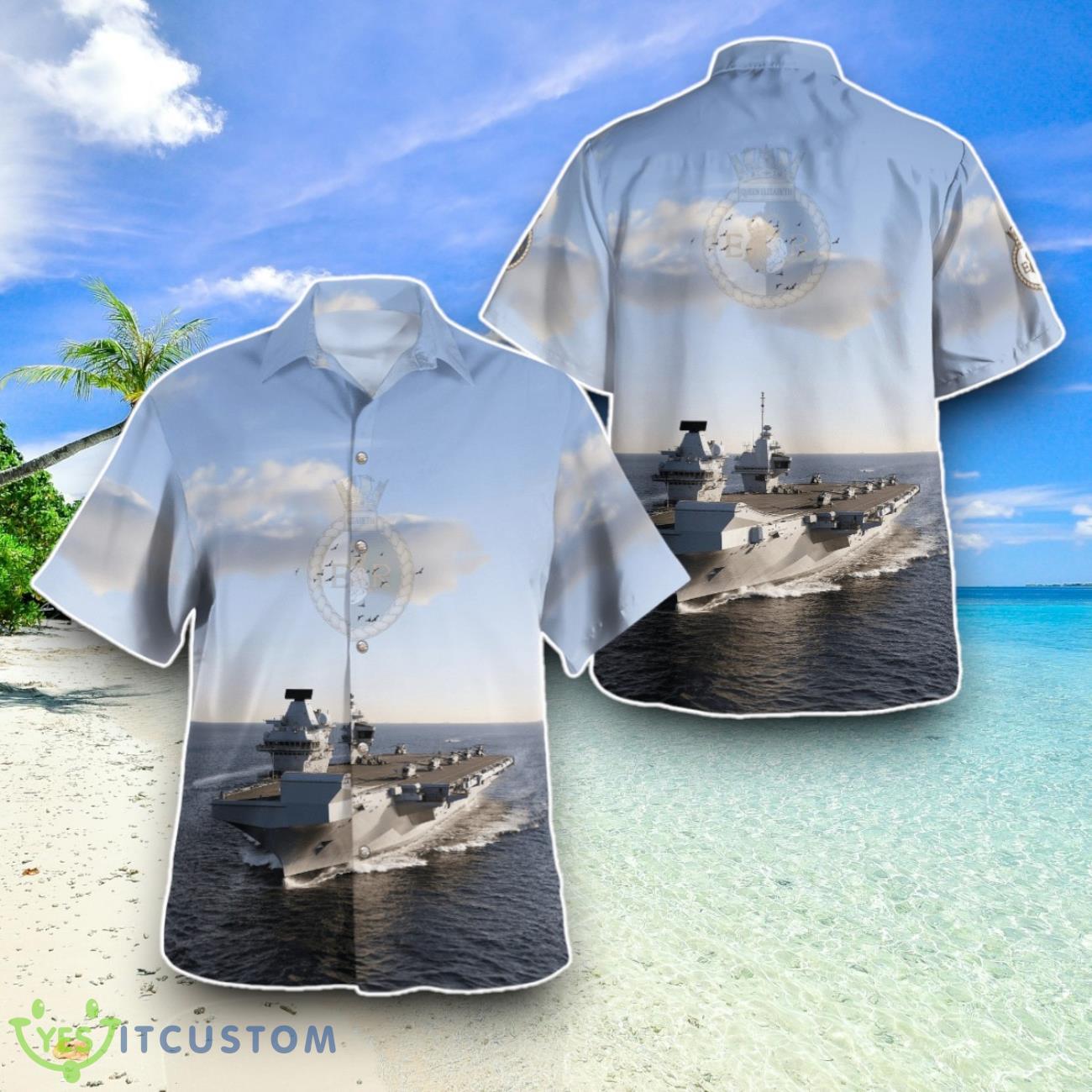 Royal Navy HMS Queen Elizabeth (R08) Hawaiian Shirt Special Edition Aloha Shirt 4 Royal Navy HMS Queen Elizabeth (R08) Hawaiian Shirt Special Edition Aloha Shirt Product Photo 1