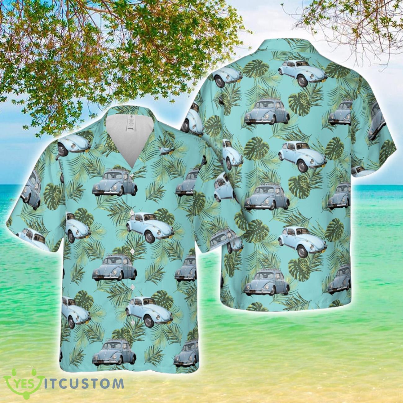Sky Blue VW Beetle Type 1 All Printed 3D Hawaiian Shirt For Men Women 2 Sky Blue VW Beetle Type 1 All Printed 3D Hawaiian Shirt For Men Women Product Photo 1
