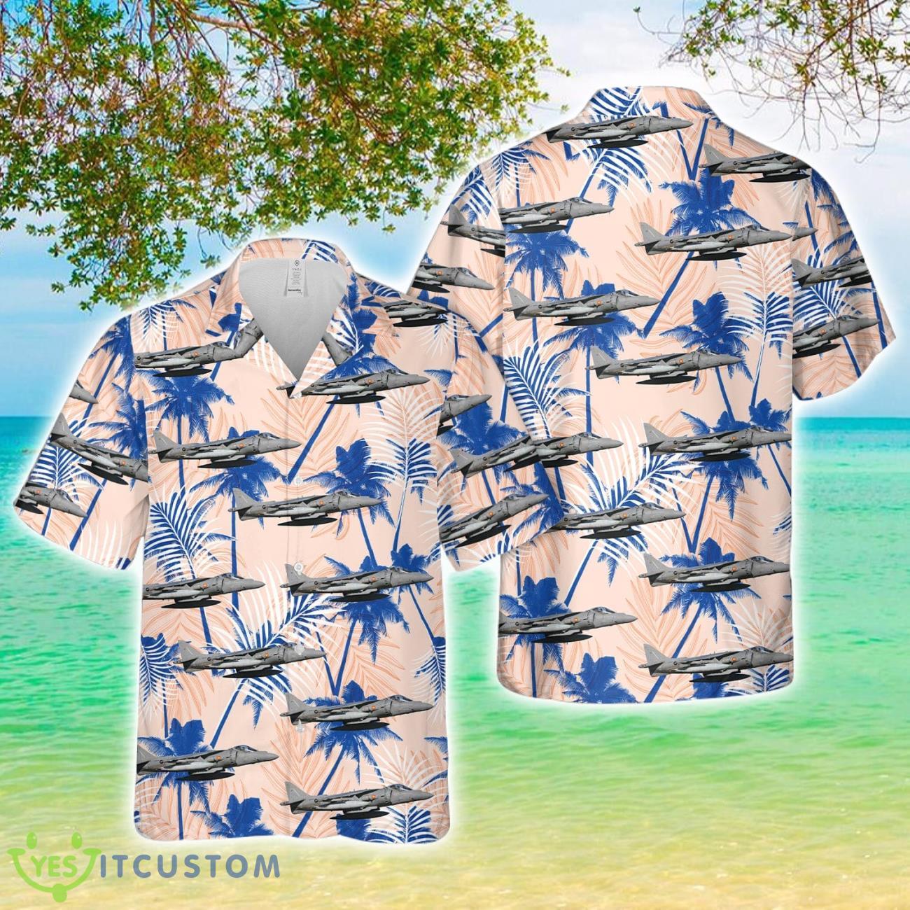 Spanish Navy McDonnell Douglas AV-8B+ Harrier II 3D Printed Aloha Hawaiian Shirt 2 Spanish Navy McDonnell Douglas AV-8B+ Harrier II 3D Printed Aloha Hawaiian Shirt Product Photo 1
