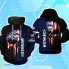 UConn Huskies NCAA US Flag Skull 3D Hoodie For Men Women Product Photo 1