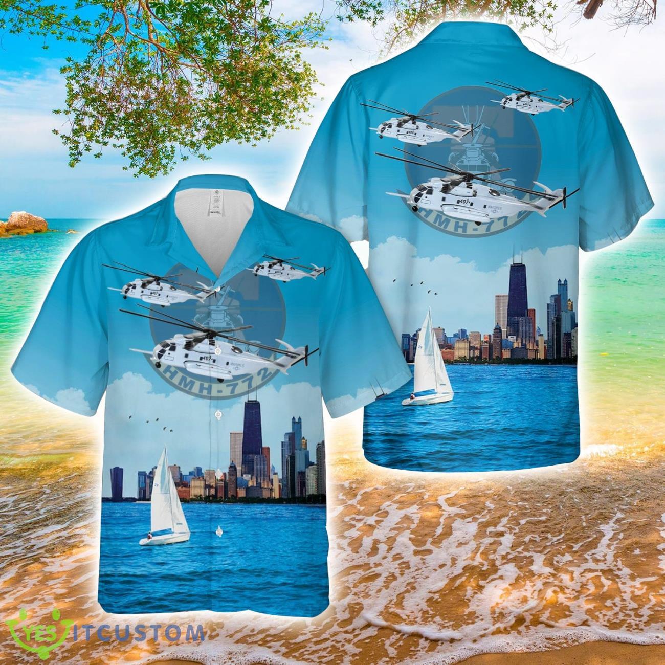 US Marine Corps Sikorsky CH-53e Super Stallion Of Marine Heavy Helicopter Squadron 772 (HMH-772) 'The Hustlers' Hawaiian Shirt 3D Printed Beach Lover Gift 2 us marine corps sikorsky ch 53e super stallion of marine heavy helicopter squadron 772 hmh 772 the hustlers hawaiian shirt 3d printed beach lover gift