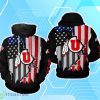 Utah Utes NCAA US Flag 3D Hoodie For Men Women Product Photo 1