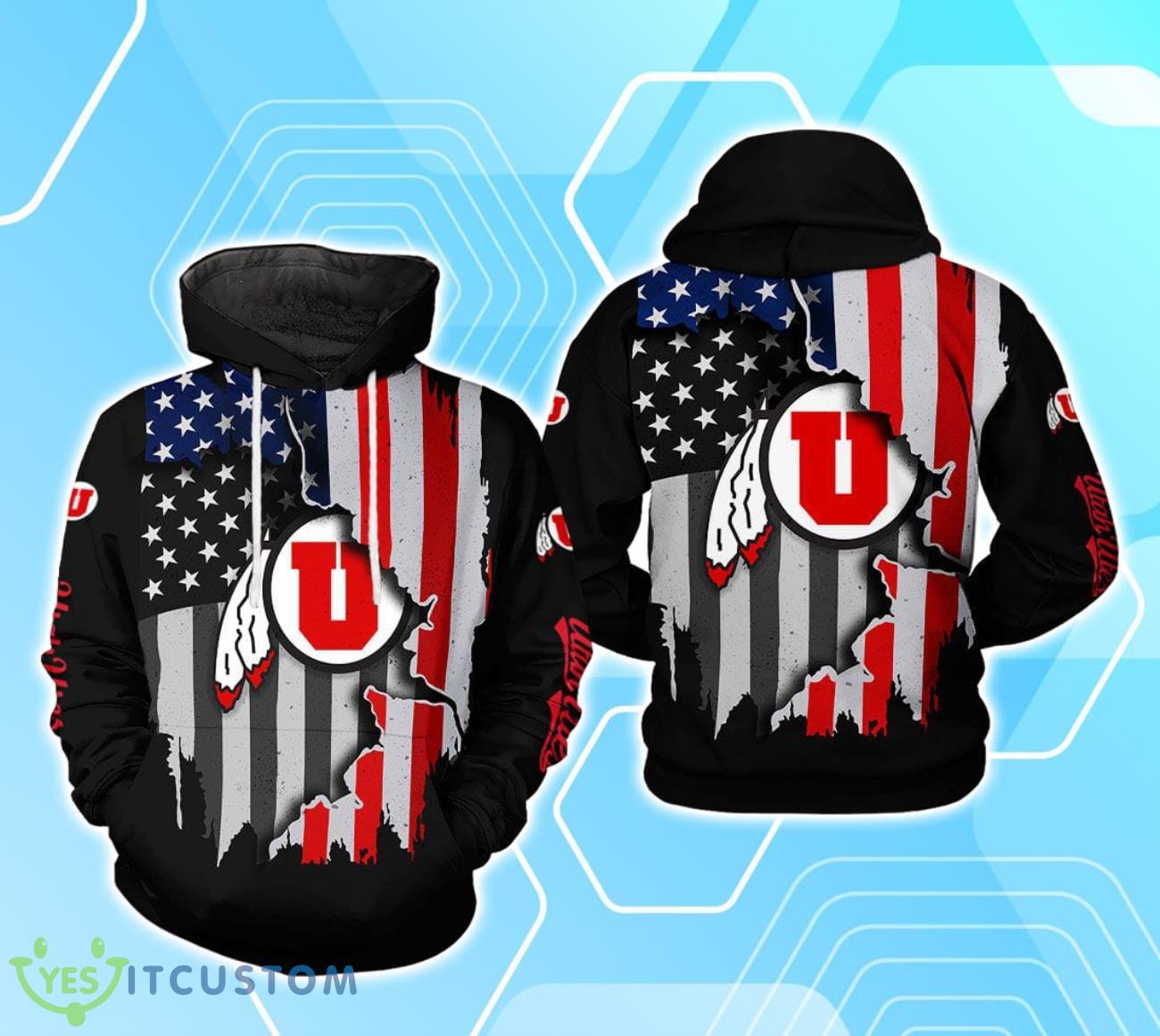 Utah Utes NCAA US Flag 3D Hoodie For Men Women 2 Utah Utes NCAA US Flag 3D Hoodie For Men Women Product Photo 1