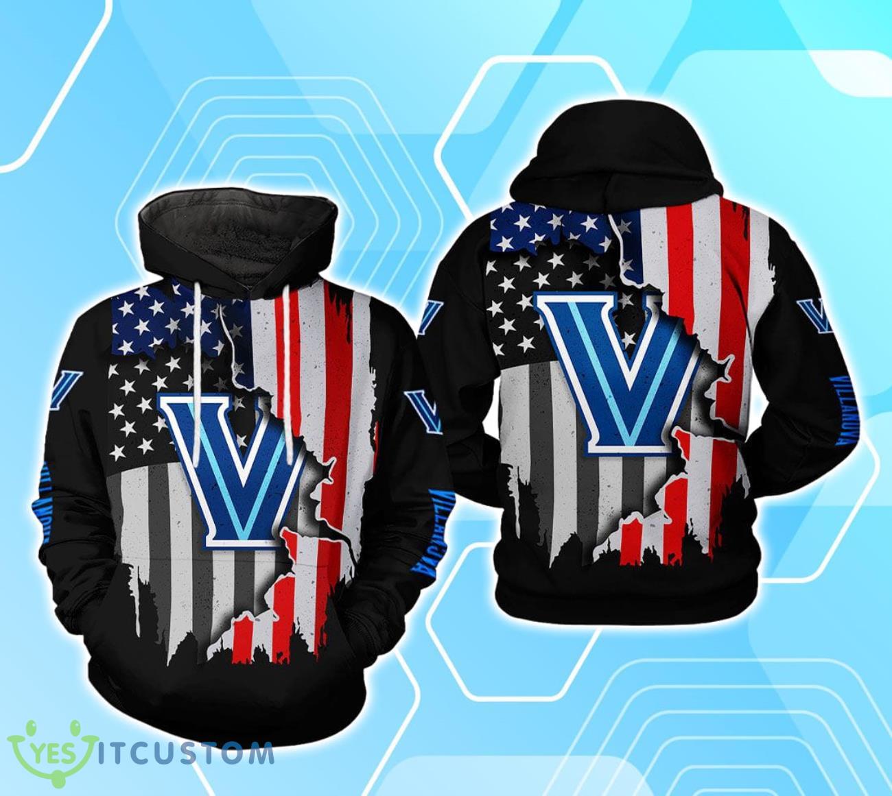 Villanova Wildcats NCAA US Flag 3D Hoodie For Men Women 2 Villanova Wildcats NCAA US Flag 3D Hoodie For Men Women Product Photo 1