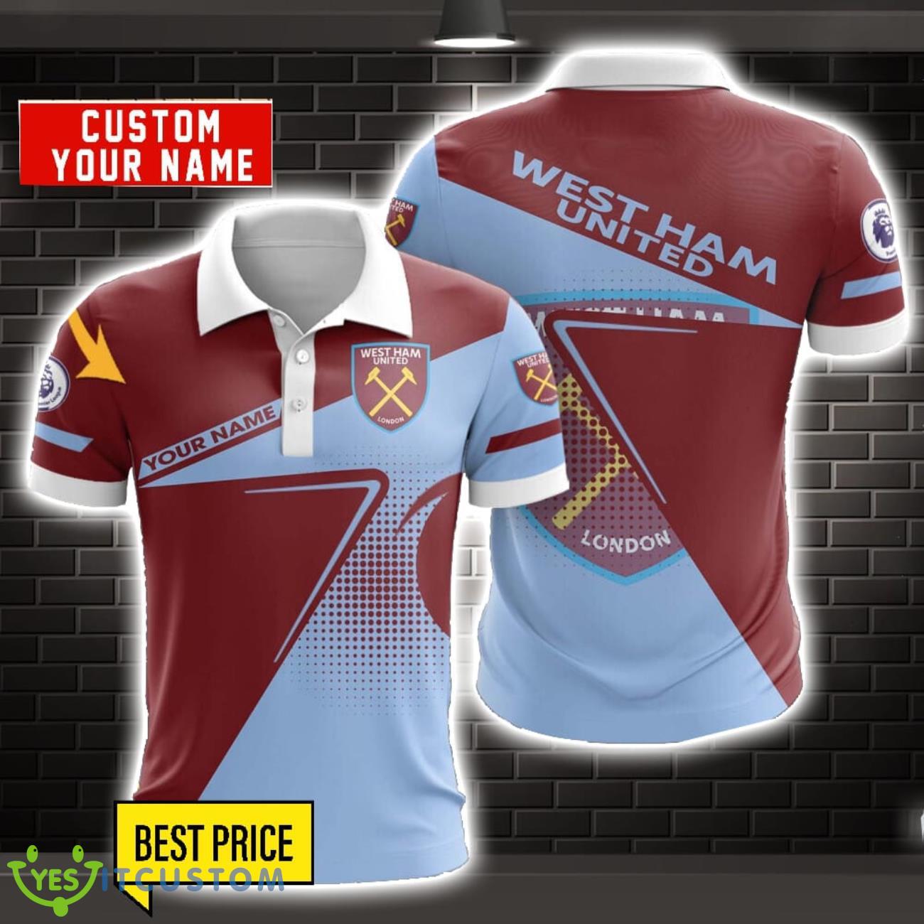 West Ham United F.C 3D Polo Shirt Personalized Name 3 West Ham United F.C 3D Polo Shirt Personalized Name Product Photo 1