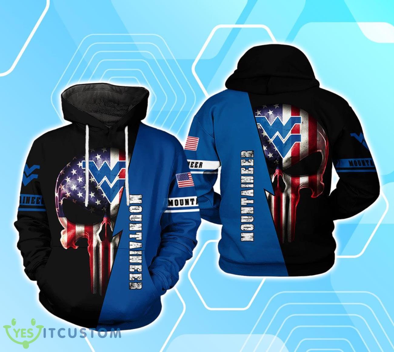 West Virginia Mountaineer NCAA US Flag Skull 3D Hoodie For Men Women 2 West Virginia Mountaineer NCAA US Flag Skull 3D Hoodie For Men Women Product Photo 1