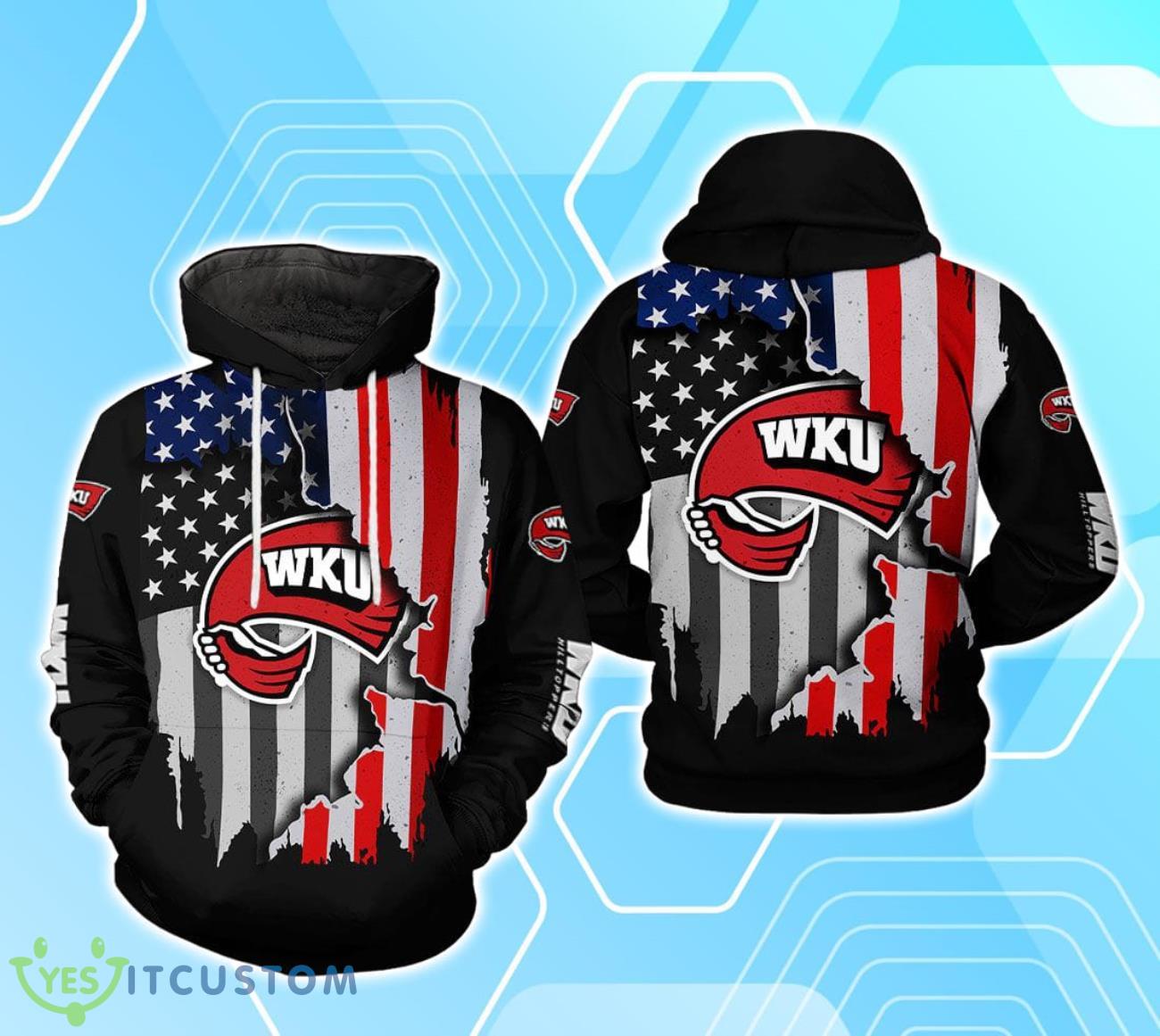 Western Kentucky Hilltoppers NCAA US Flag 3D Hoodie For Men Women 2 Western Kentucky Hilltoppers NCAA US Flag 3D Hoodie For Men Women Product Photo 1