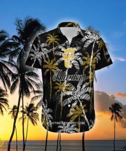 Blanton’s Bourbon Whiskey Brand Coconut Tree Pattern Black AOP Hawaiian Shirt Gift For Fans - Blanton’s Bourbon Whiskey Hawaiian Shirt Black Coconut Tree _1
